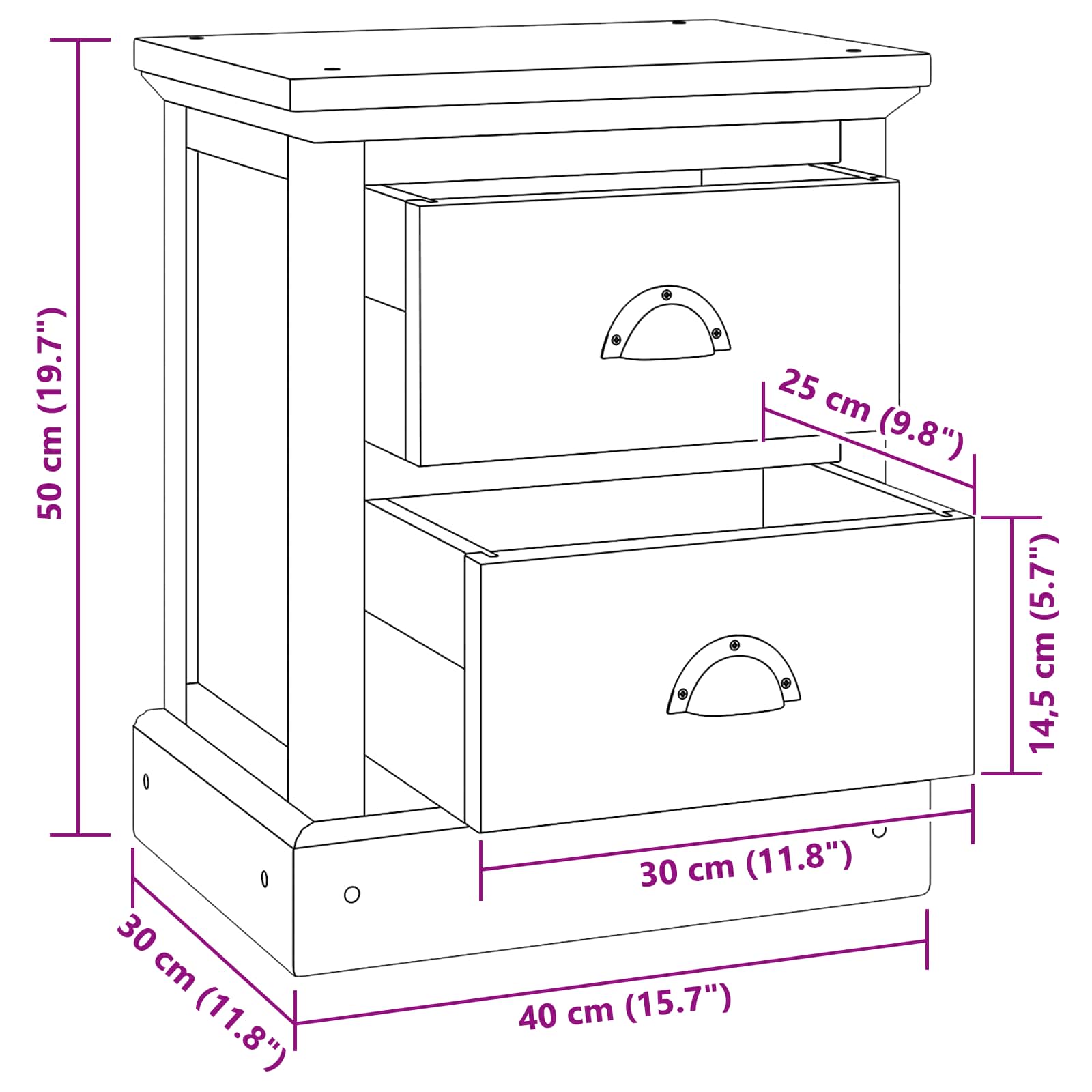 vidaXL Stolik nocny Naturalny 40 x 30 x 50 cm Lite drewno teakowe