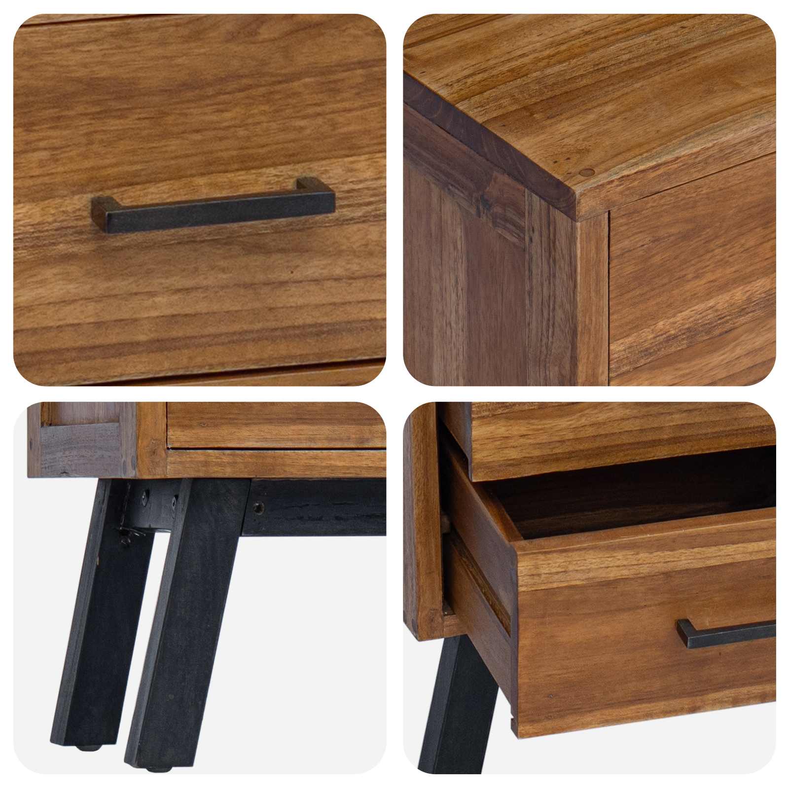vidaXL Stolik nocny Naturalny 40 x 35 x 55 cm Lite drewno teakowe