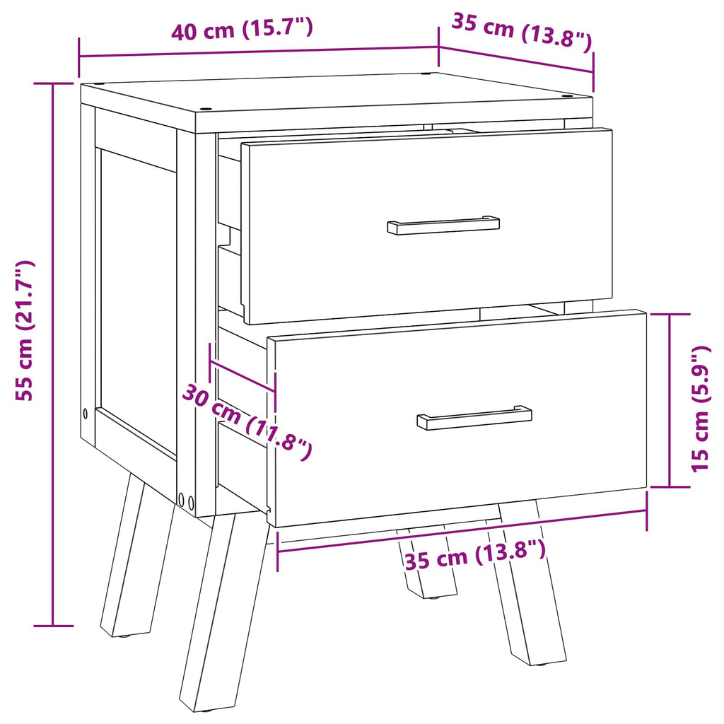 vidaXL Stolik nocny Naturalny 40 x 35 x 55 cm Lite drewno teakowe