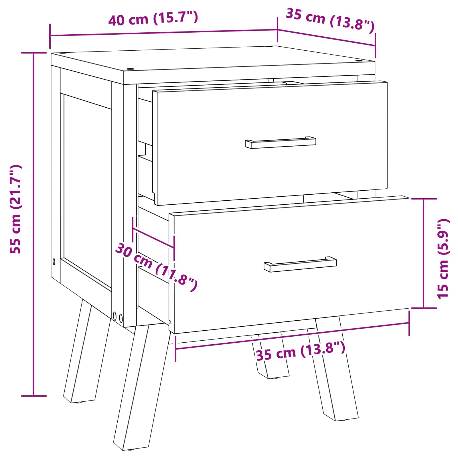 vidaXL Stolik nocny Naturalny 40 x 35 x 55 cm Lite drewno teakowe