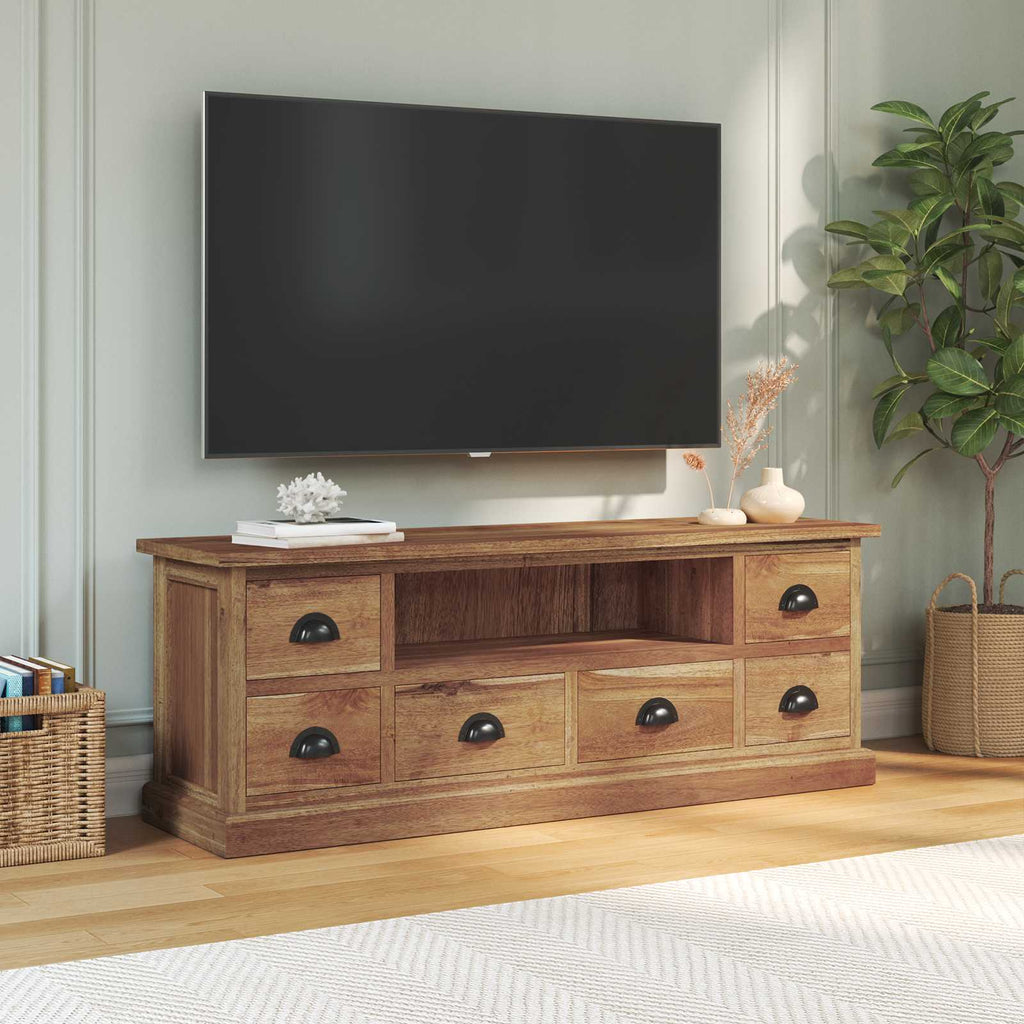 vidaXL Stół pod telewizor z szufladą Naturalny 110 x 30 x 40 cm