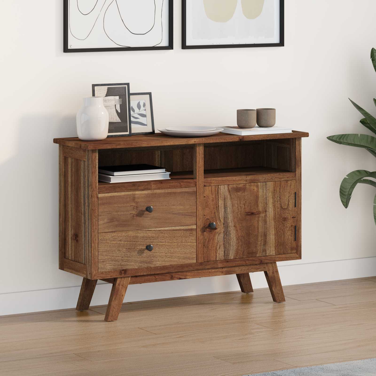 vidaXL Bufet z szufladą Naturalny 100 x 30 x 68 cm Lite drewno teakowe