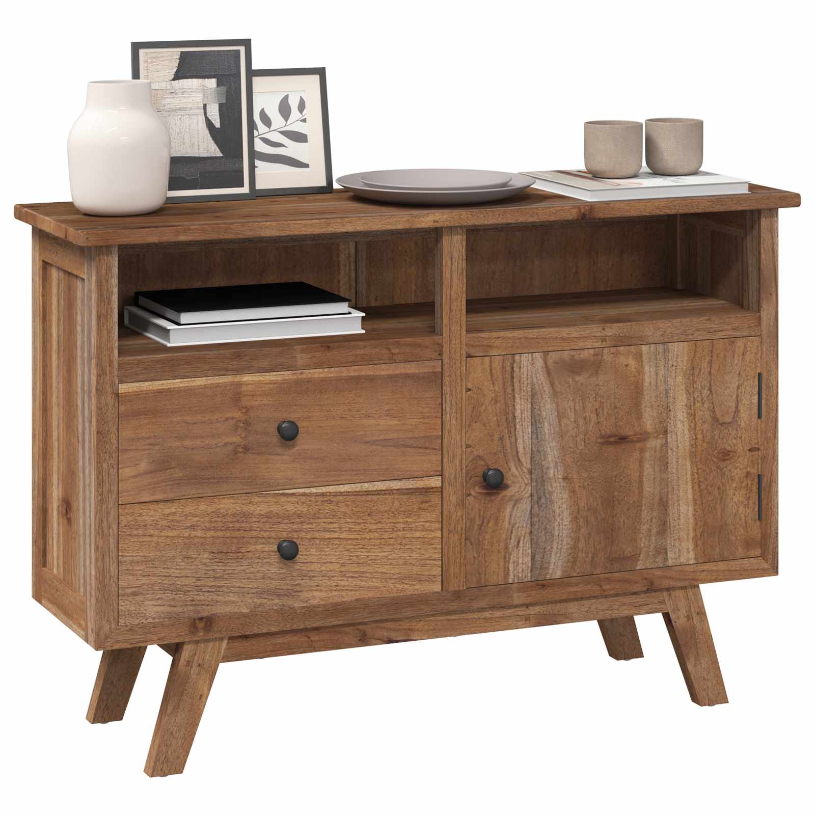 vidaXL Bufet z szufladą Naturalny 100 x 30 x 68 cm Lite drewno teakowe