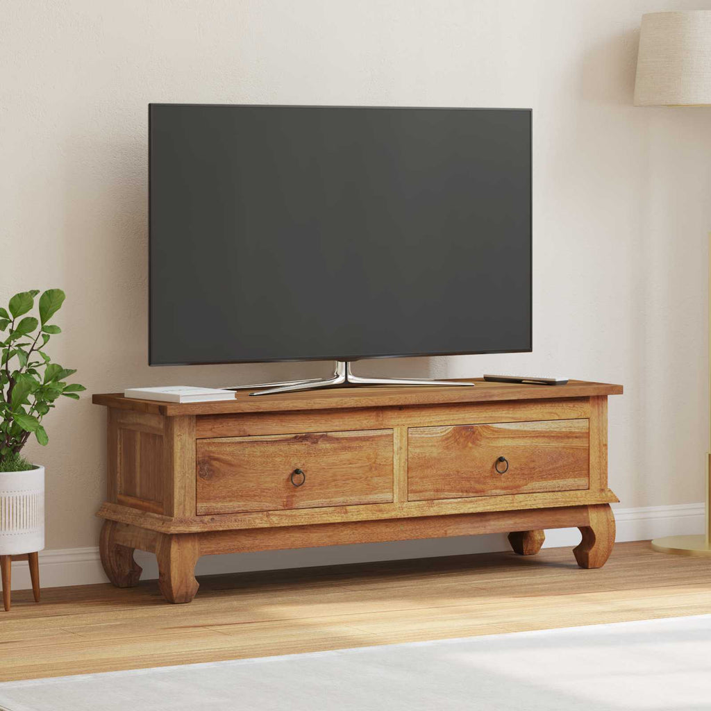 vidaXL Stół pod telewizor z szufladą Naturalny 110 x 35 x 40 cm