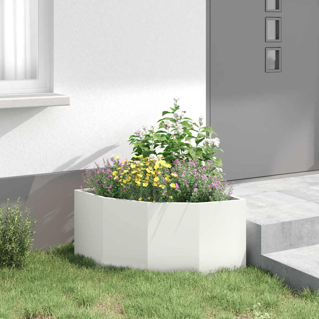 vidaXL Doniczka Różnorożna Biały 60 x 60 x 35 cm Stal