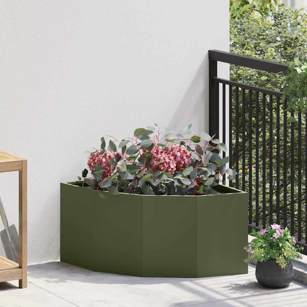 vidaXL Doniczka Różnorożna oliwkowa zieleń 60 x 60 x 35 cm Stal