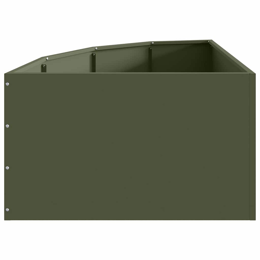 vidaXL Doniczka Różnorożna oliwkowa zieleń 60 x 60 x 35 cm Stal