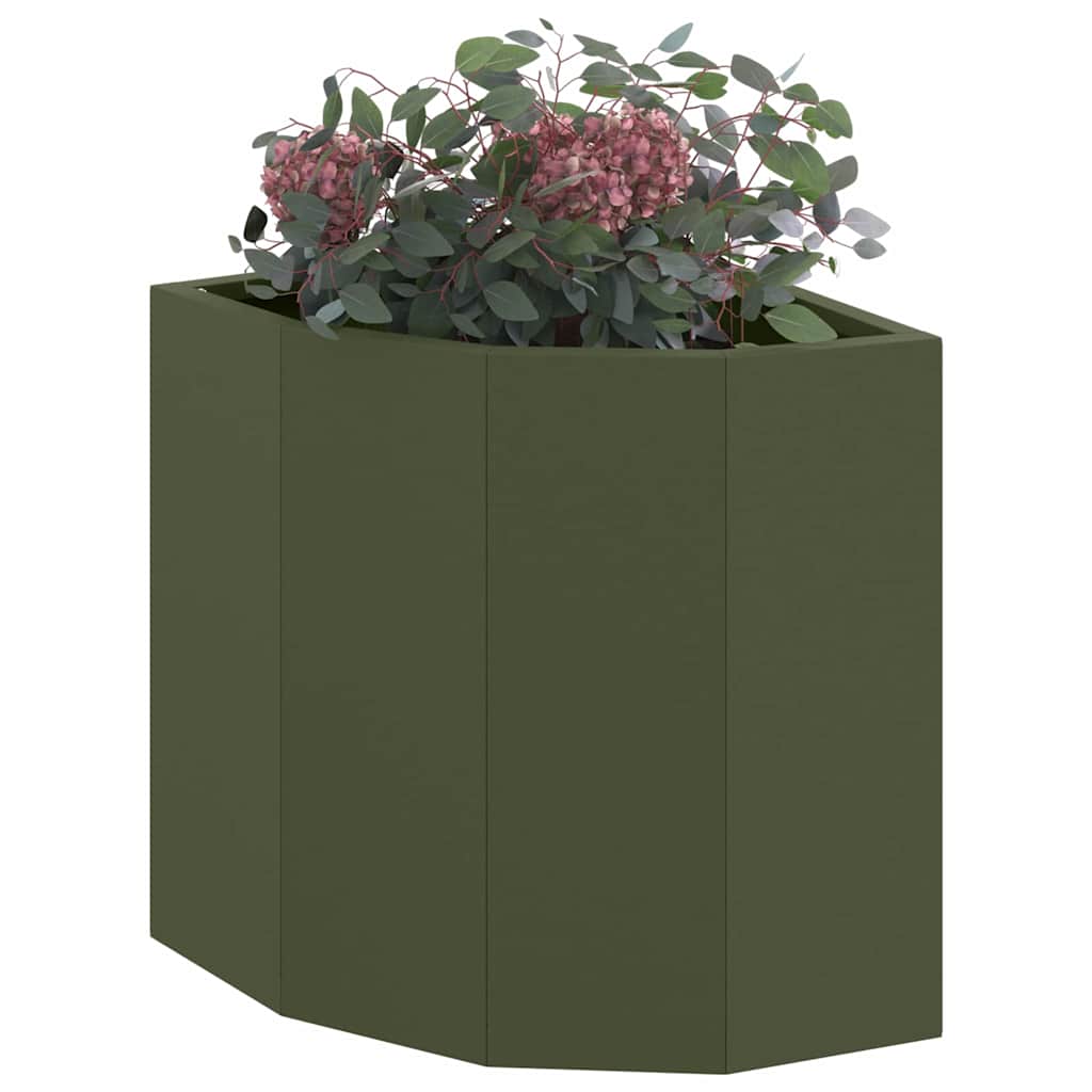 vidaXL Doniczka Różnorożna oliwkowy 30 x 30 x 35 cm Stal