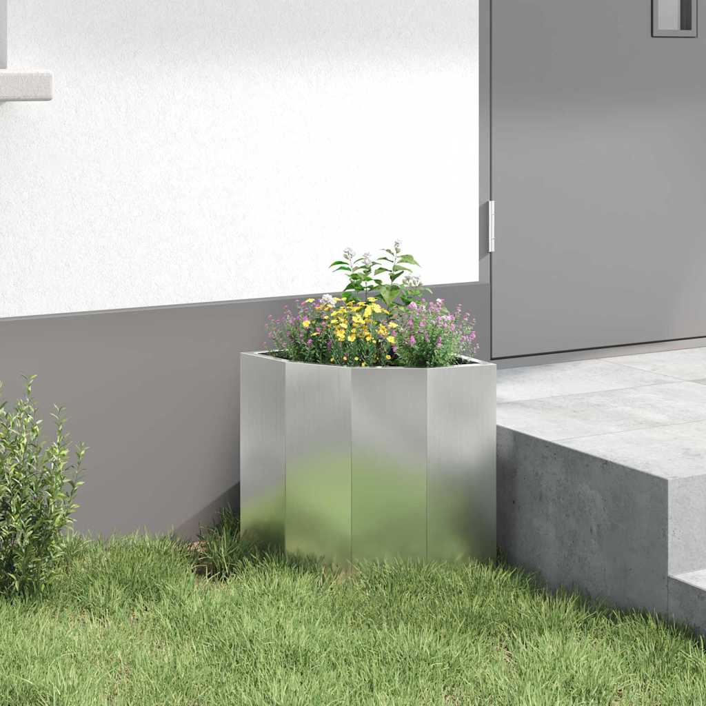 vidaXL Doniczka Różnorożna Srebrny 30 x 30 x 35 cm Stal galwanizowana