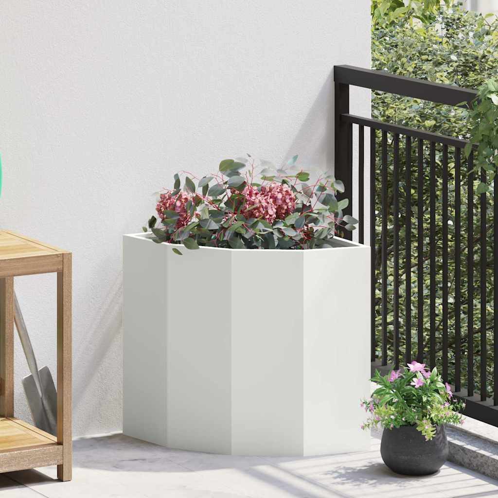 vidaXL Doniczka Różnorożna Biały 45 x 45 x 50 cm Stal