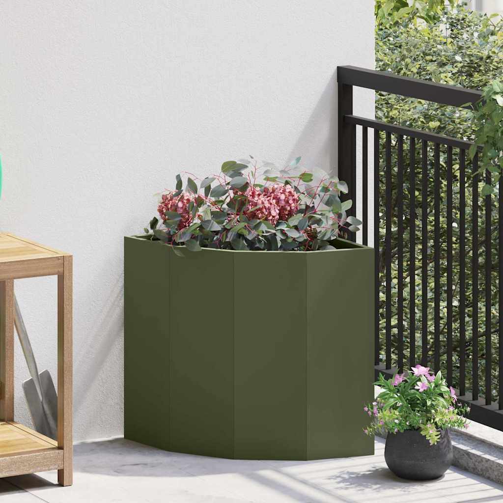 vidaXL Doniczka Różnorożna oliwkowy 45 x 45 x 50 cm Stal