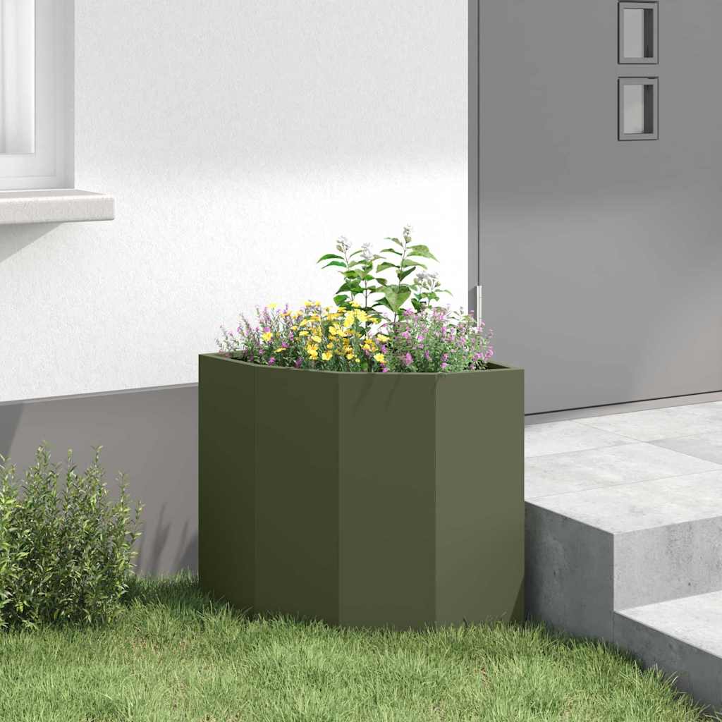 vidaXL Doniczka Różnorożna oliwkowy 45 x 45 x 50 cm Stal