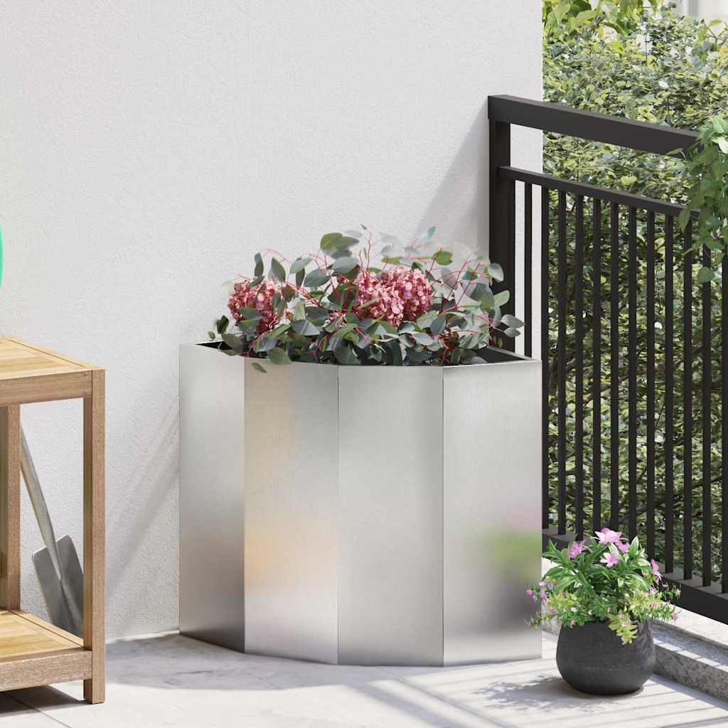 vidaXL Doniczka Różnorożna Srebrny 45 x 45 x 50 cm stal nierdzewna