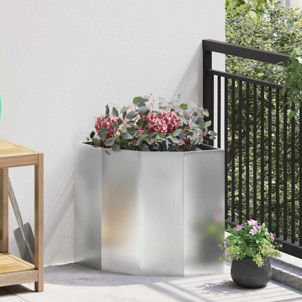 vidaXL Doniczka Różnorożna Srebrny 45 x 45 x 50 cm Stal galwanizowana