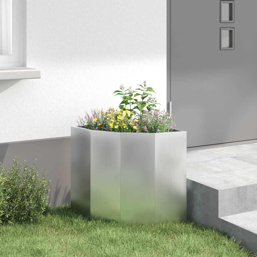 vidaXL Doniczka Różnorożna Srebrny 45 x 45 x 50 cm Stal galwanizowana