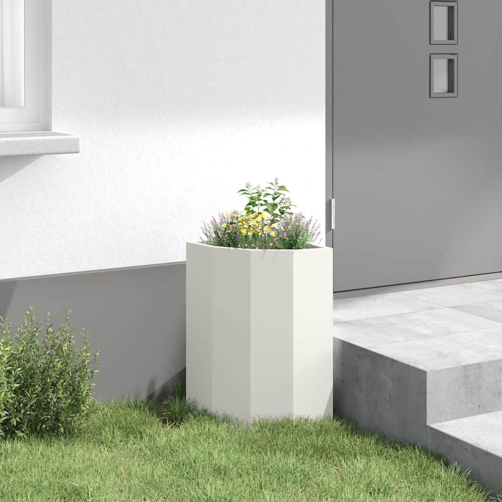 vidaXL Doniczka Różnorożna Biały 30 x 30 x 50 cm Stal