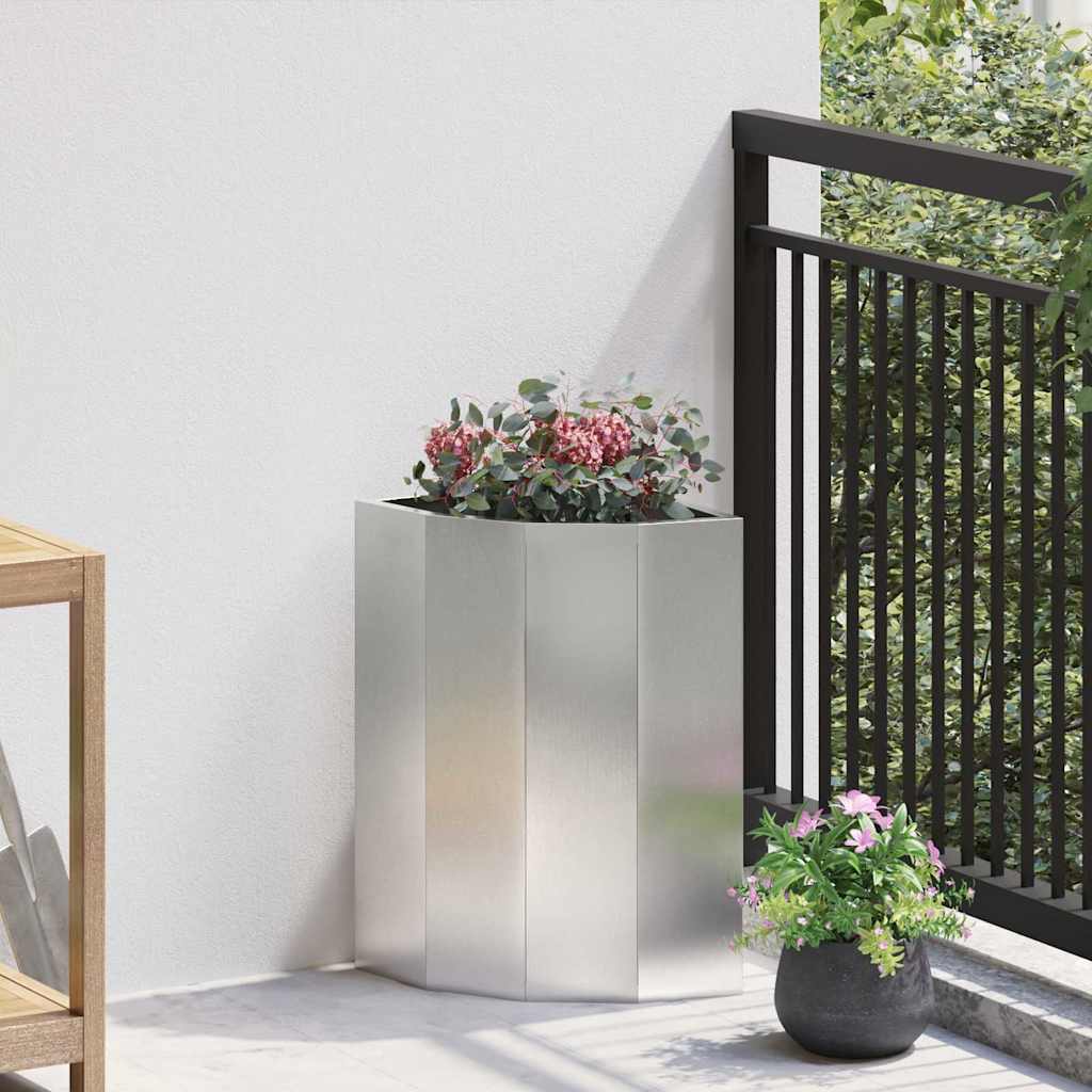 vidaXL Doniczka Różnorożna Srebrny 30 x 30 x 50 cm stal nierdzewna