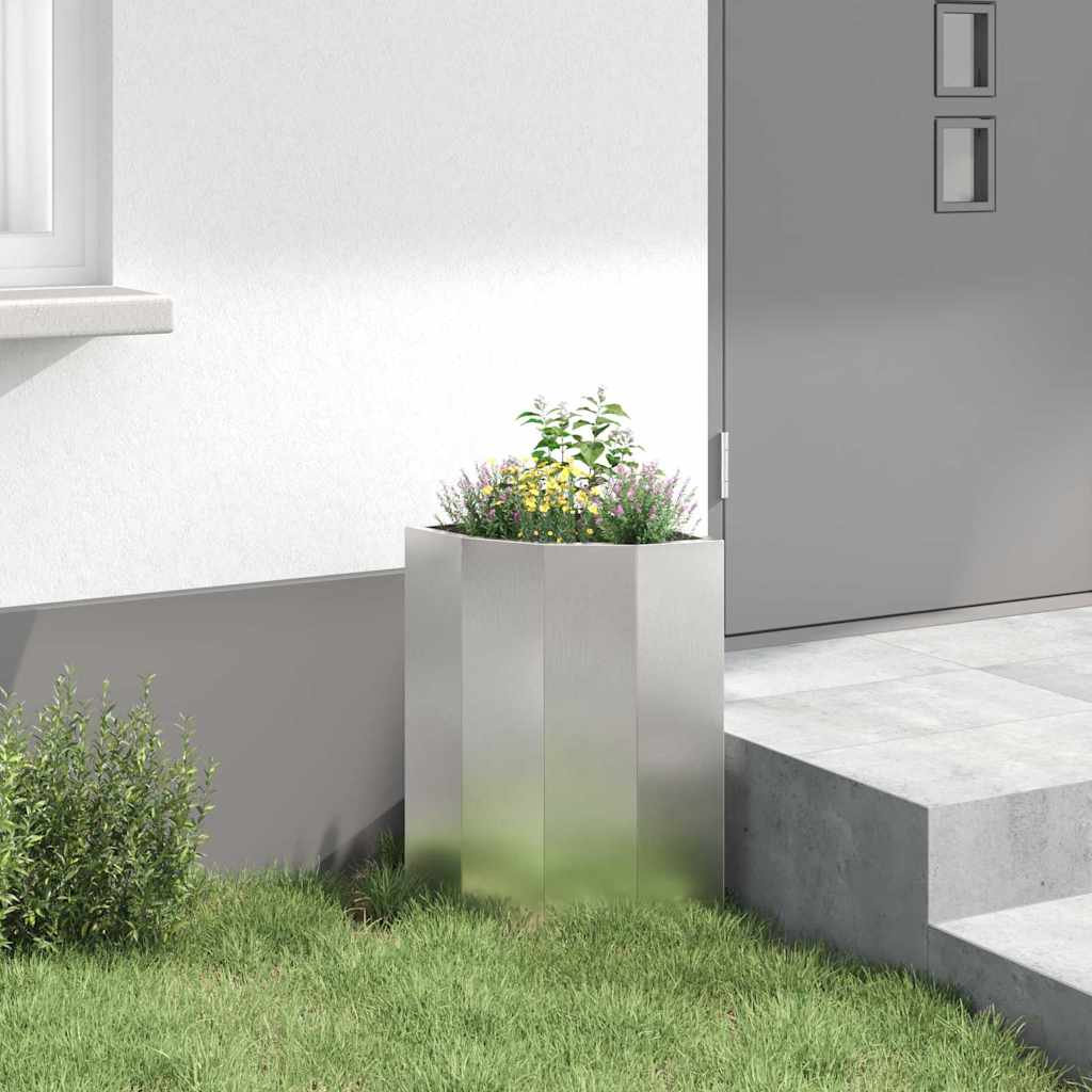 vidaXL Doniczka Różnorożna Srebrny 30 x 30 x 50 cm stal nierdzewna
