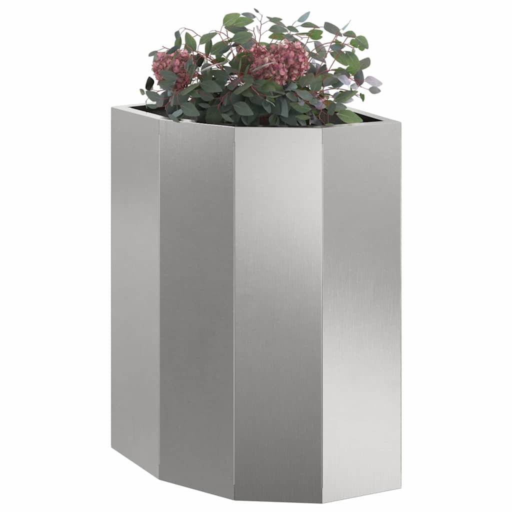 vidaXL Doniczka Różnorożna Srebrny 30 x 30 x 50 cm stal nierdzewna