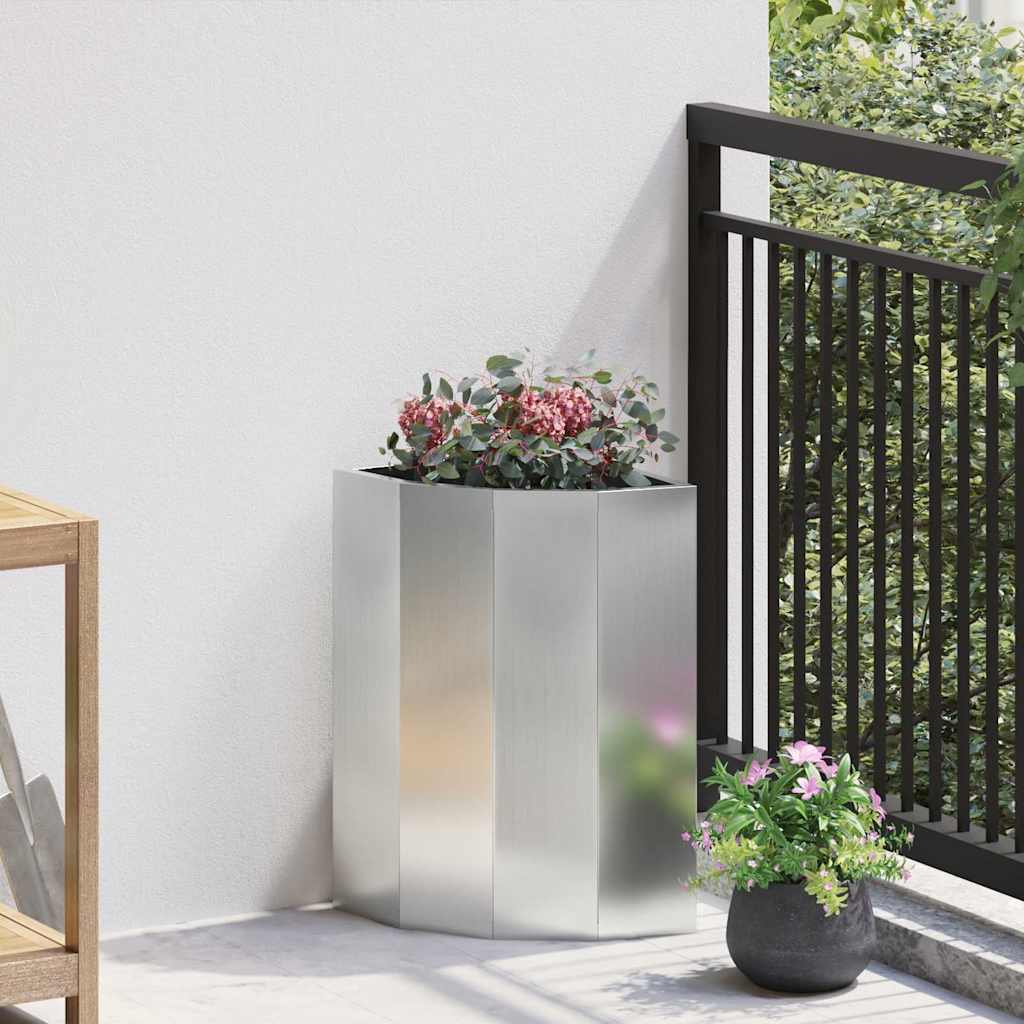 vidaXL Doniczka Różnorożna Srebrny 30 x 30 x 50 cm Stal galwanizowana