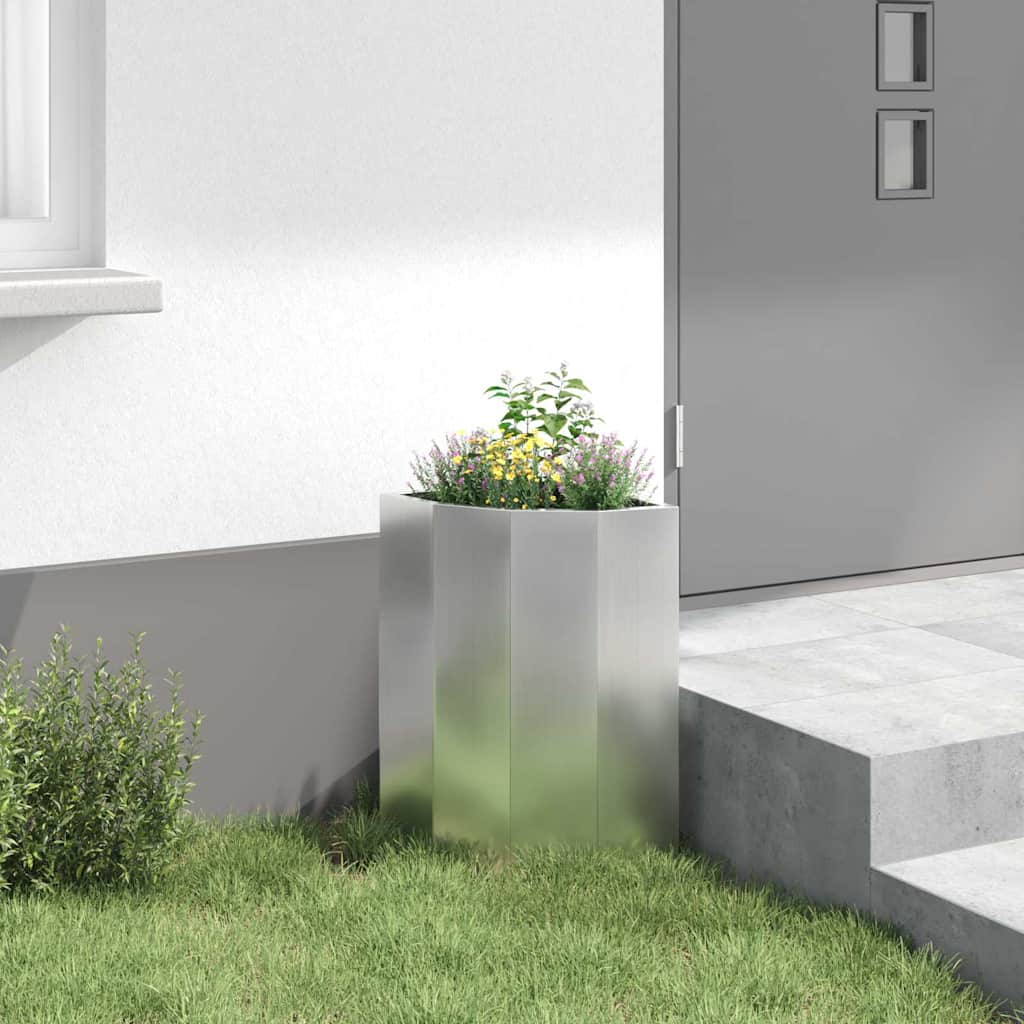 vidaXL Doniczka Różnorożna Srebrny 30 x 30 x 50 cm Stal galwanizowana