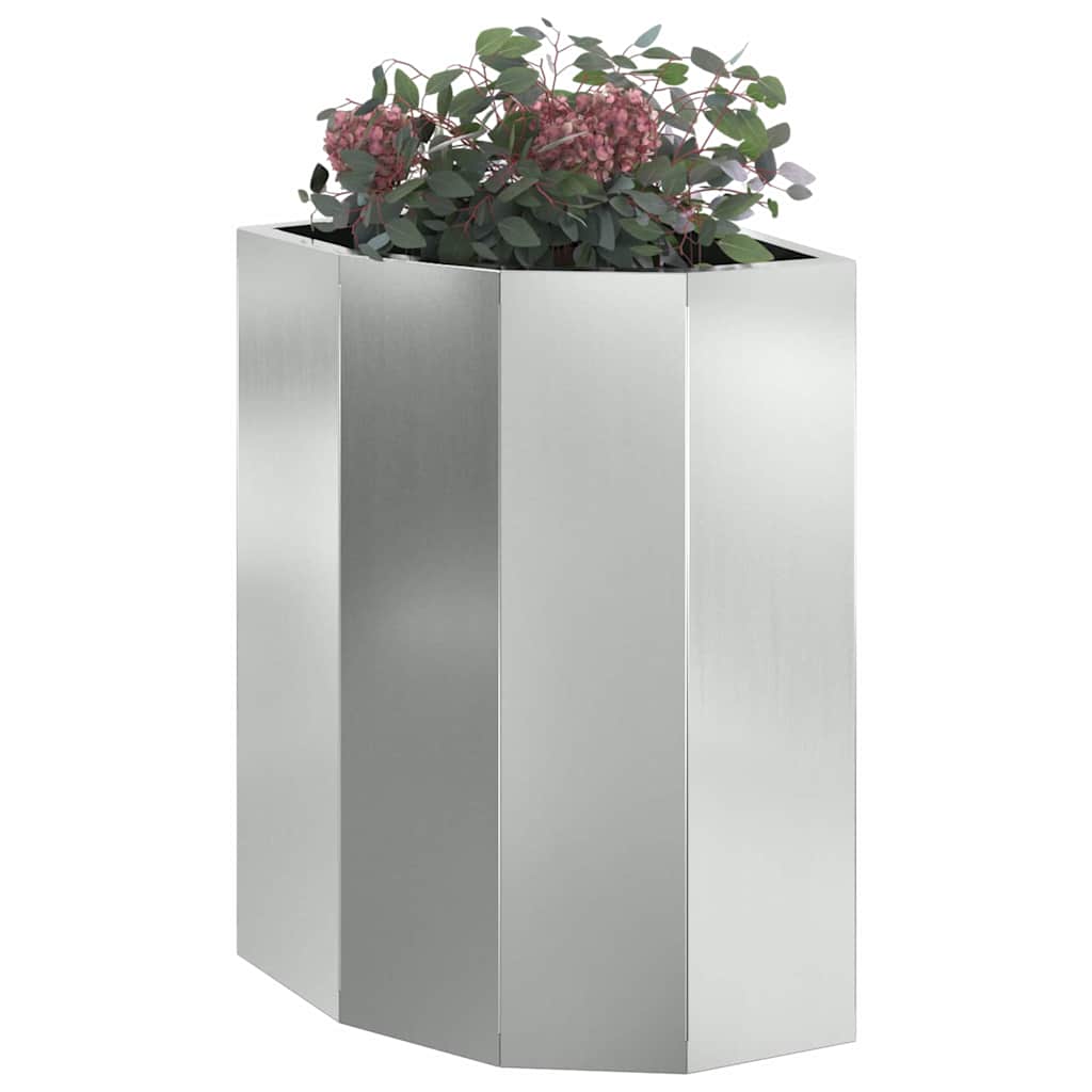 vidaXL Doniczka Różnorożna Srebrny 30 x 30 x 50 cm Stal galwanizowana