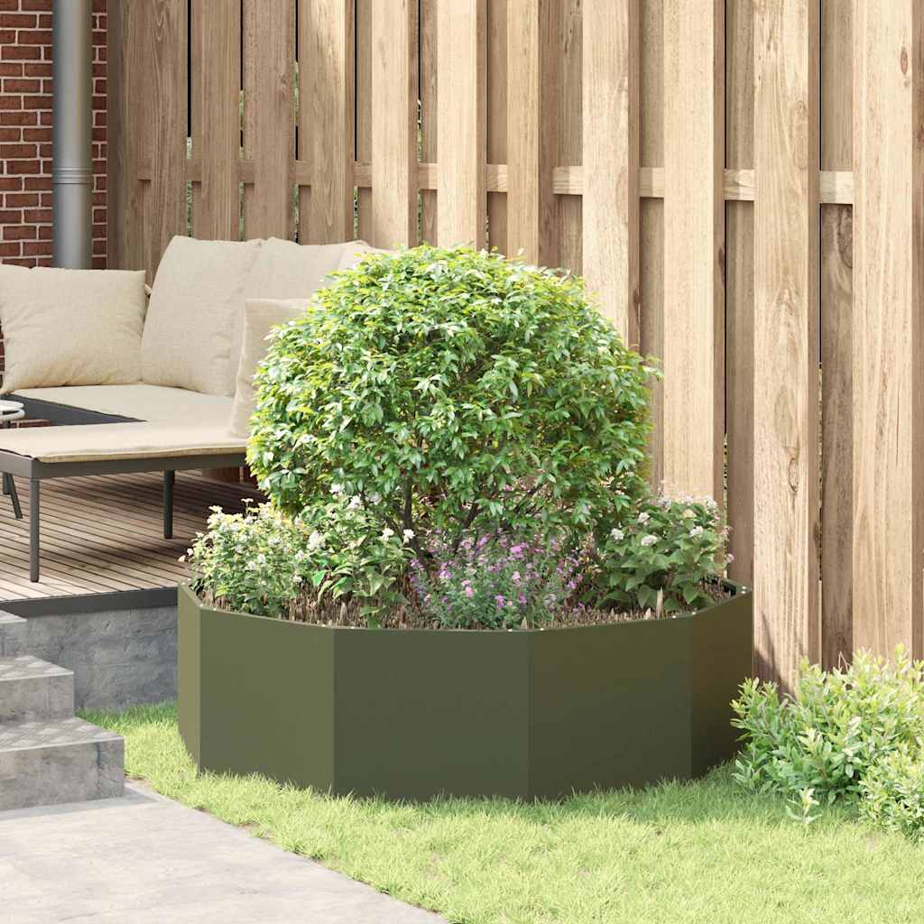 vidaXL Donica Zielony oliwkowy 120 x 120 x 35 cm Stal
