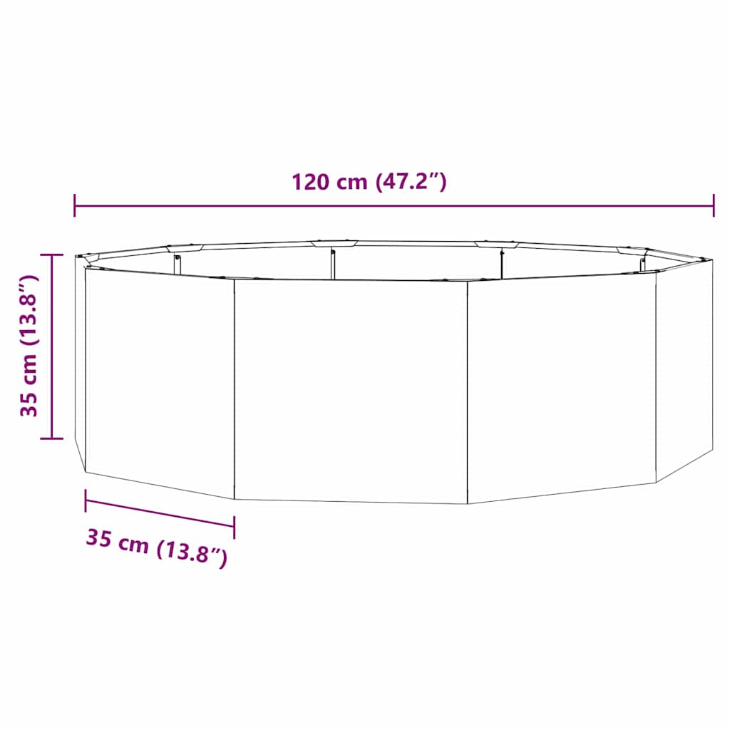 vidaXL Donica Zielony oliwkowy 120 x 120 x 35 cm Stal