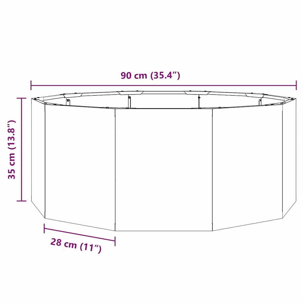vidaXL Donica Biały 90 x 90 x 35 cm Stal