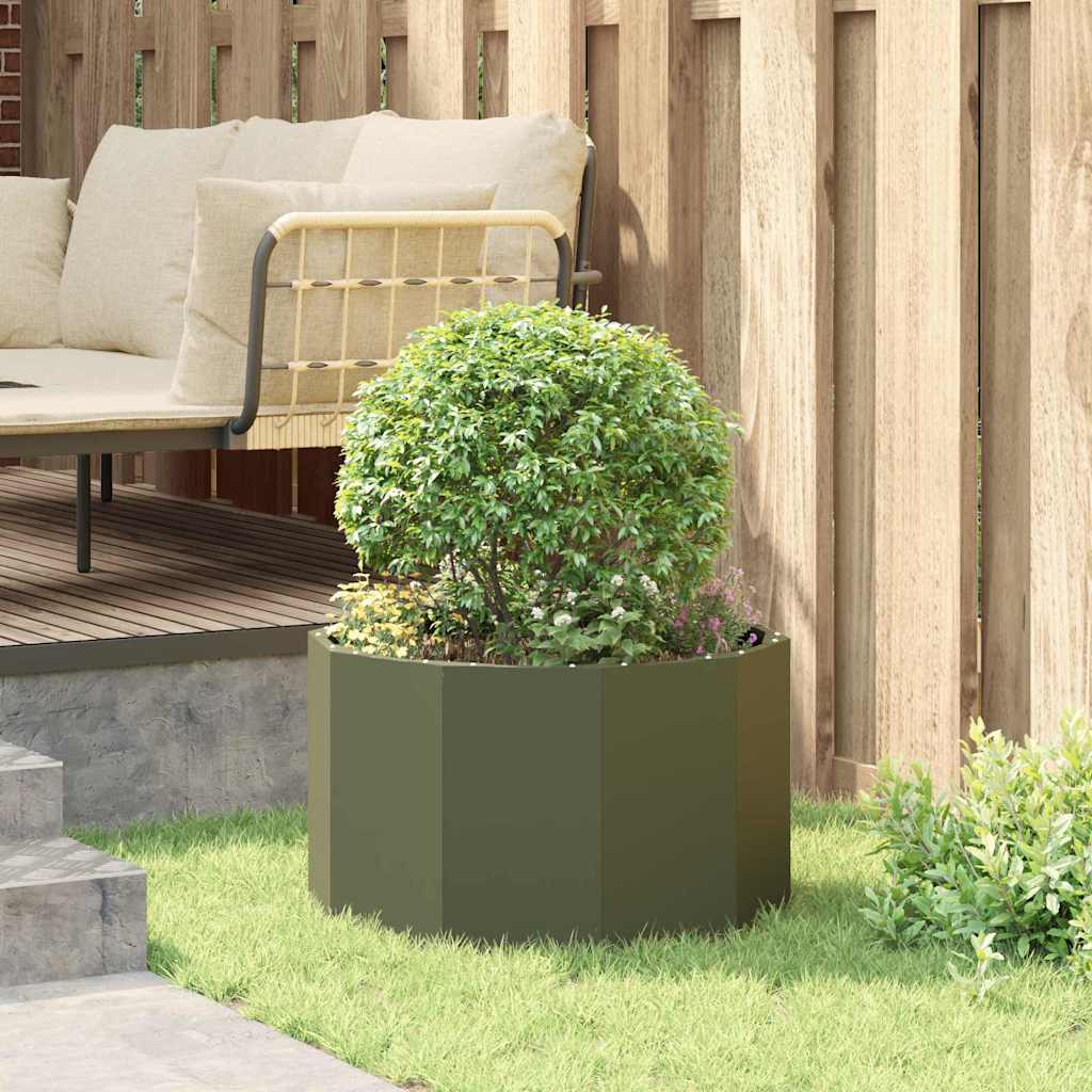 vidaXL Donica Zielony oliwkowy 60 x 60 x 35 cm Stal