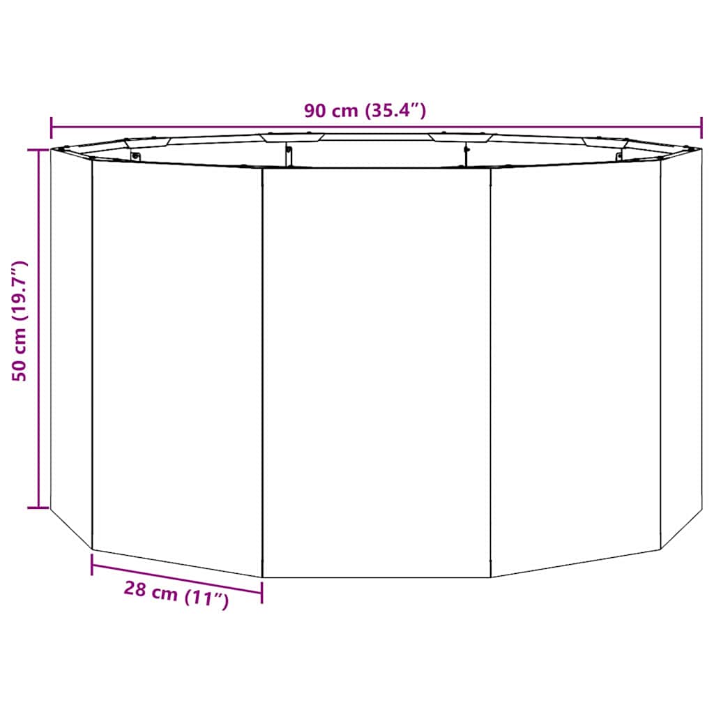 vidaXL Donica Srebrny 90 x 90 x 50 cm Stal Galwanizowana