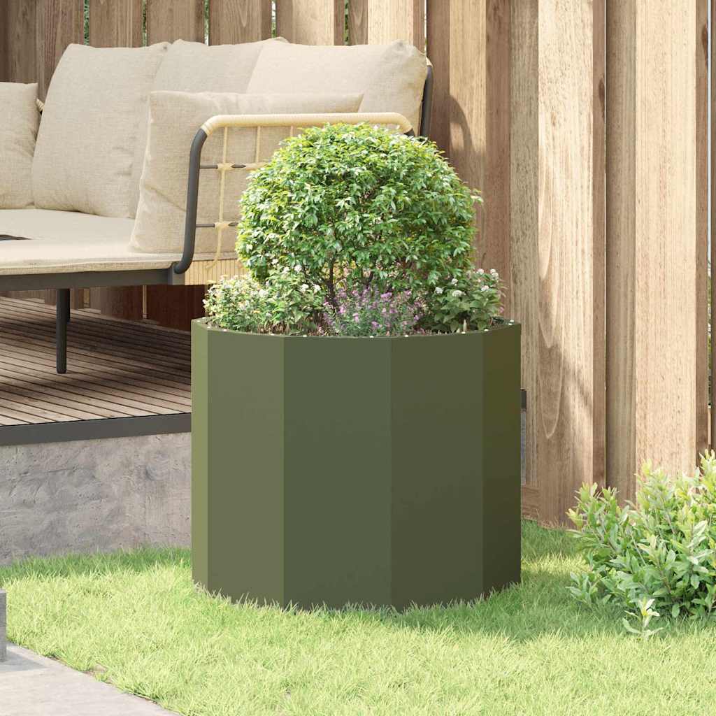 vidaXL Donica Zielony oliwkowy 60 x 60 x 50 cm Stal