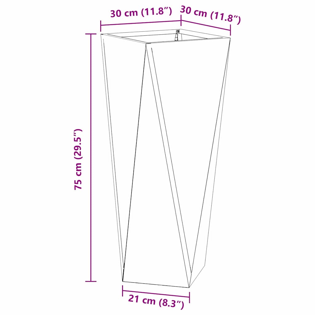 vidaXL Donica Czarny 30 x 30 x 75 cm Stal
