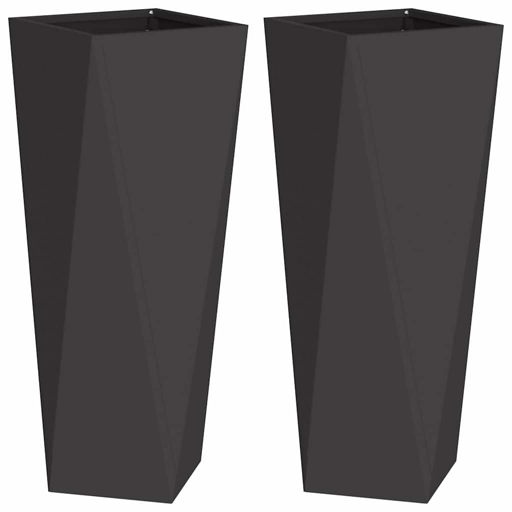 vidaXL Donica 2 pcs Czarny 30 x 30 x 75 cm Stal