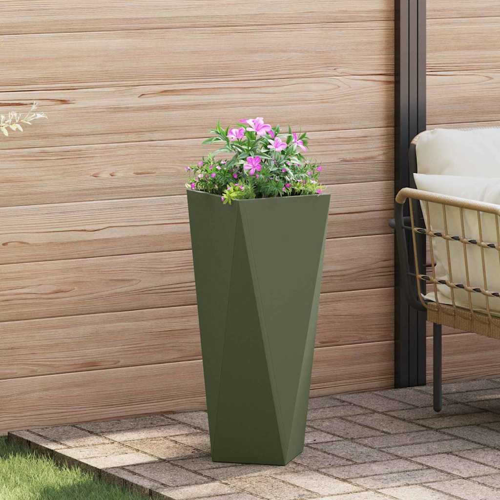 vidaXL Donica 2 pcs Zielony oliwkowy 30 x 30 x 75 cm Stal