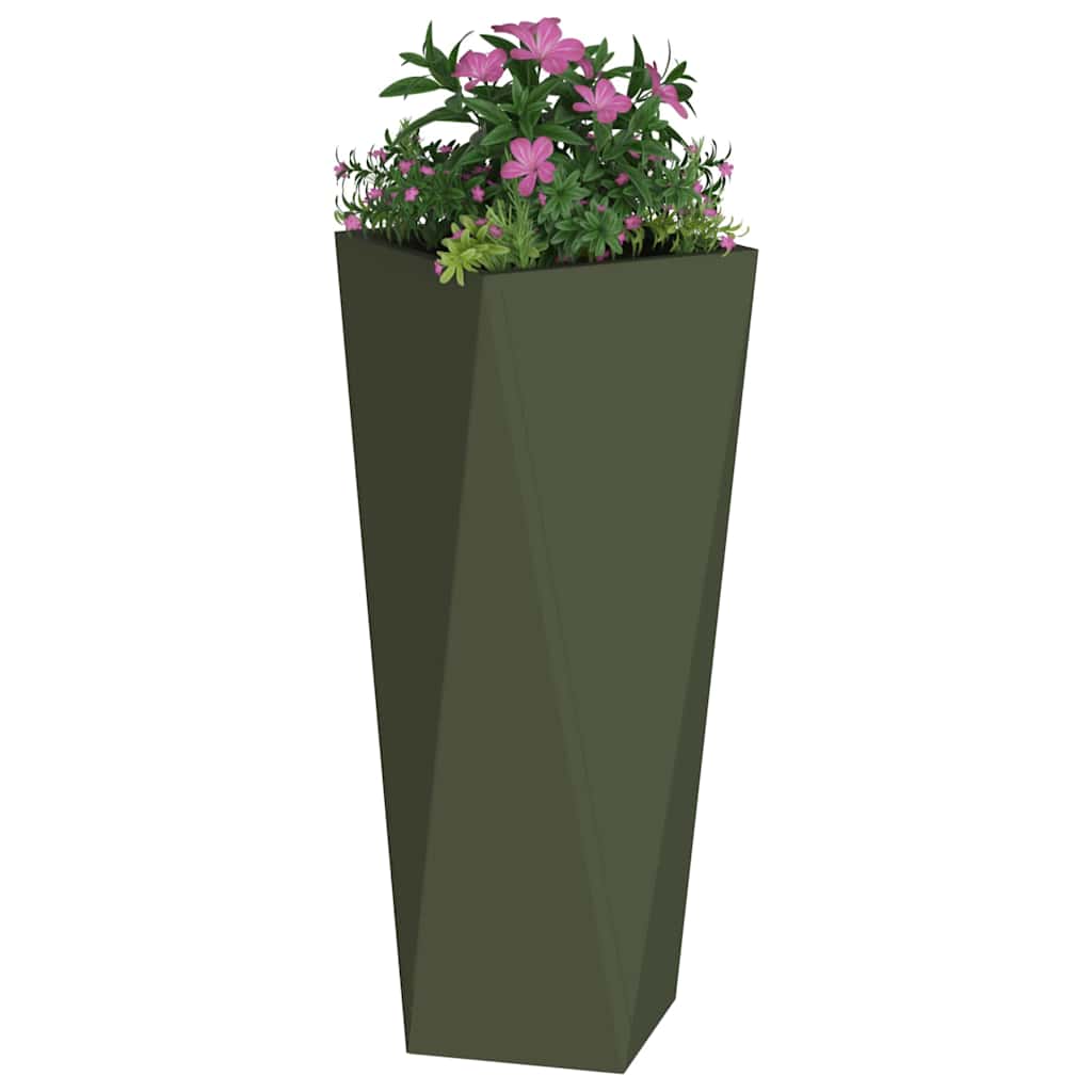vidaXL Donica 2 pcs Zielony oliwkowy 30 x 30 x 75 cm Stal