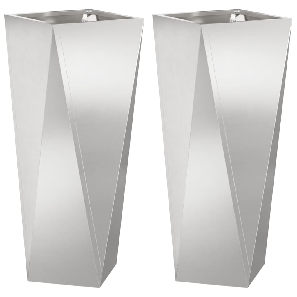 vidaXL Donica 2 szt. Srebrny 30 x 30 x 75 cm Stal nierdzewna