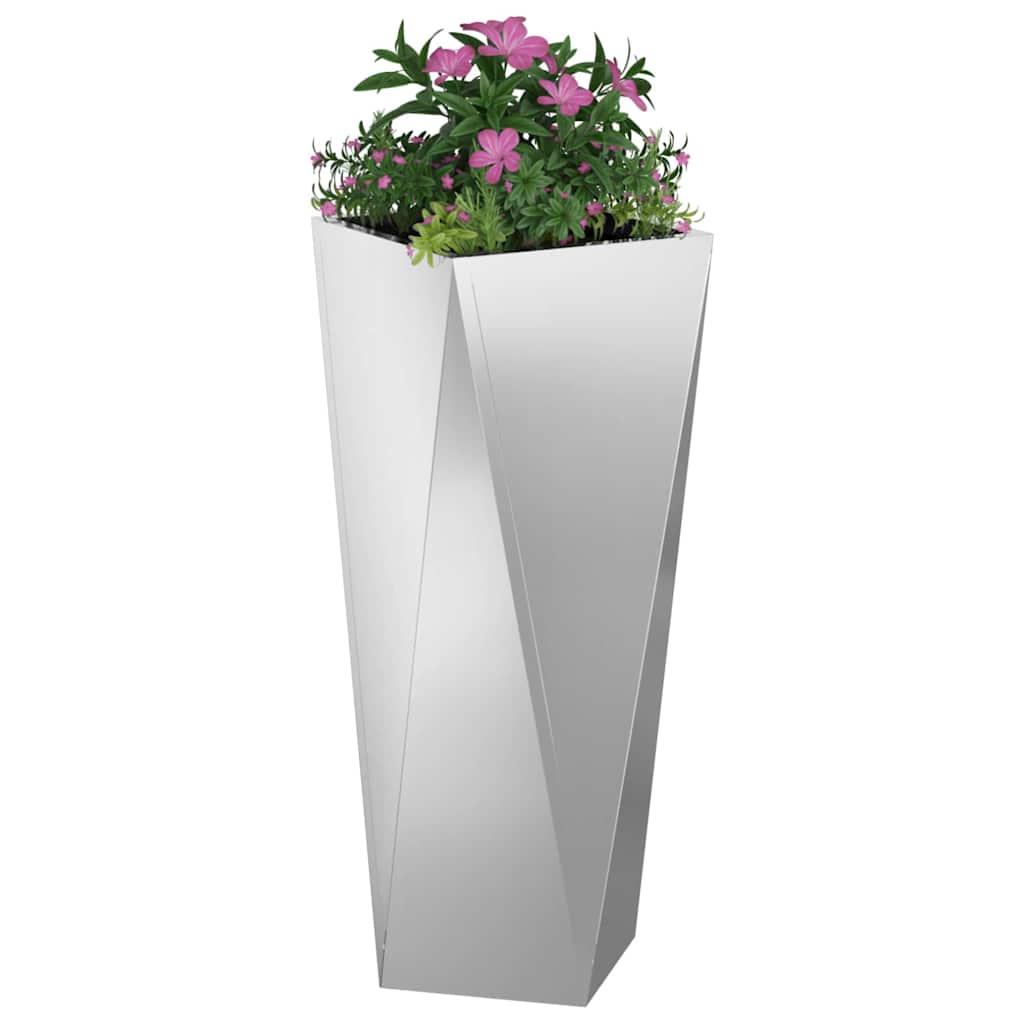 vidaXL Donica Srebrny 30 x 30 x 75 cm Stal Galwanizowana