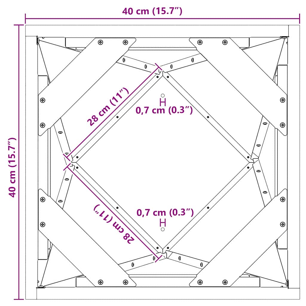 vidaXL Donica Czarny 40 x 40 x 75 cm Stal