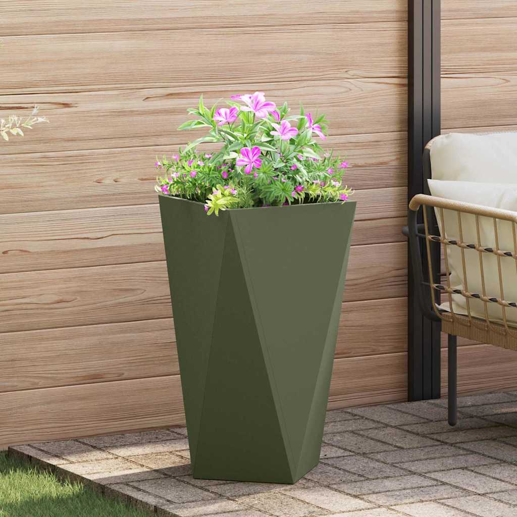 vidaXL Donica 2 pcs Zielony oliwkowy 40 x 40 x 75 cm Stal