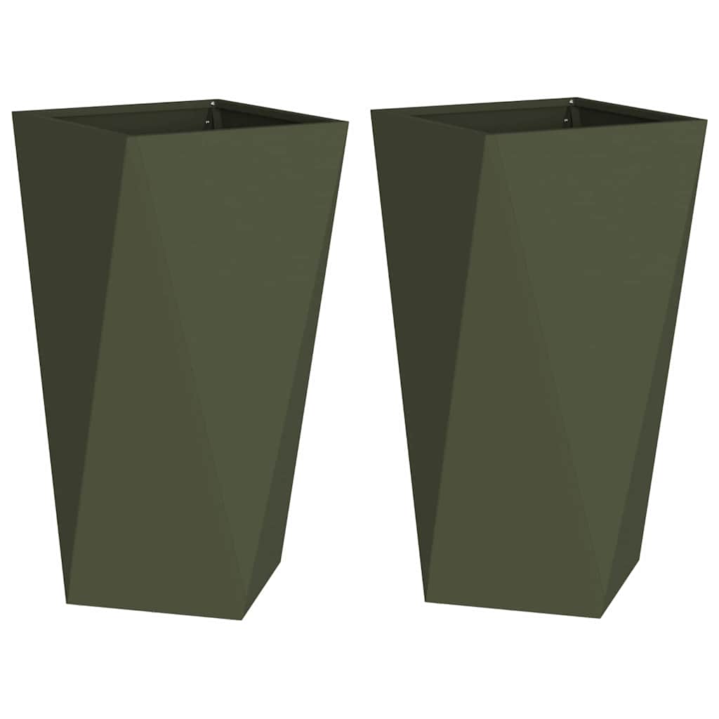 vidaXL Donica 2 pcs Zielony oliwkowy 40 x 40 x 75 cm Stal