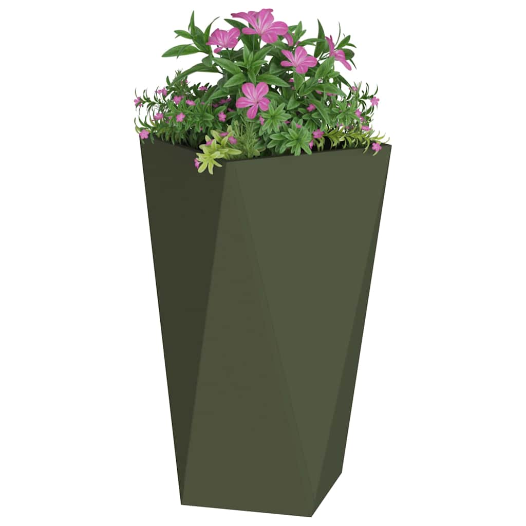 vidaXL Donica 2 pcs Zielony oliwkowy 40 x 40 x 75 cm Stal