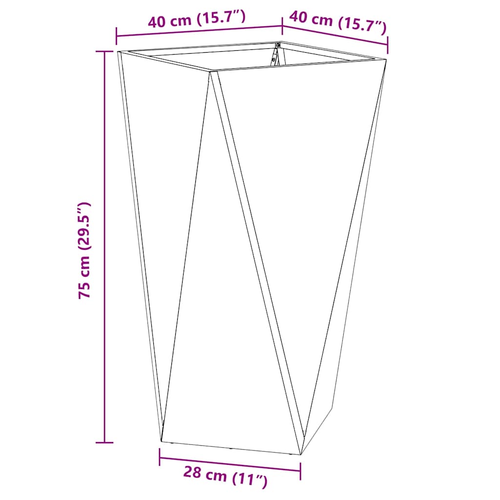 vidaXL Donica Srebrny 40 x 40 x 75 cm Stal nierdzewna
