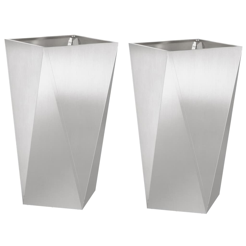 vidaXL Donica 2 pcs Srebrny 40 x 40 x 75 cm Stal nierdzewna