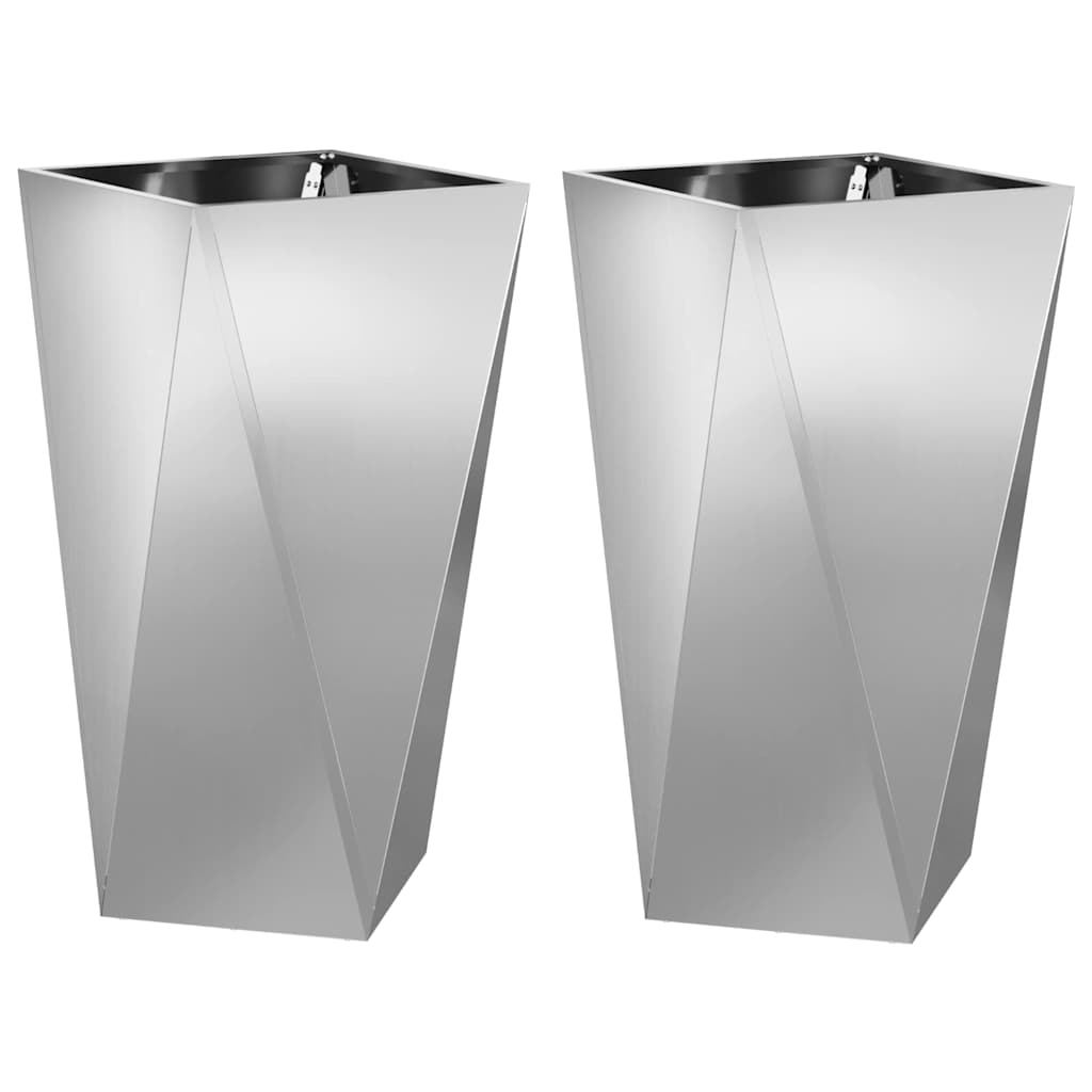 vidaXL Donica 2 pcs Srebrny 40 x 40 x 75 cm Stal Galwanizowana
