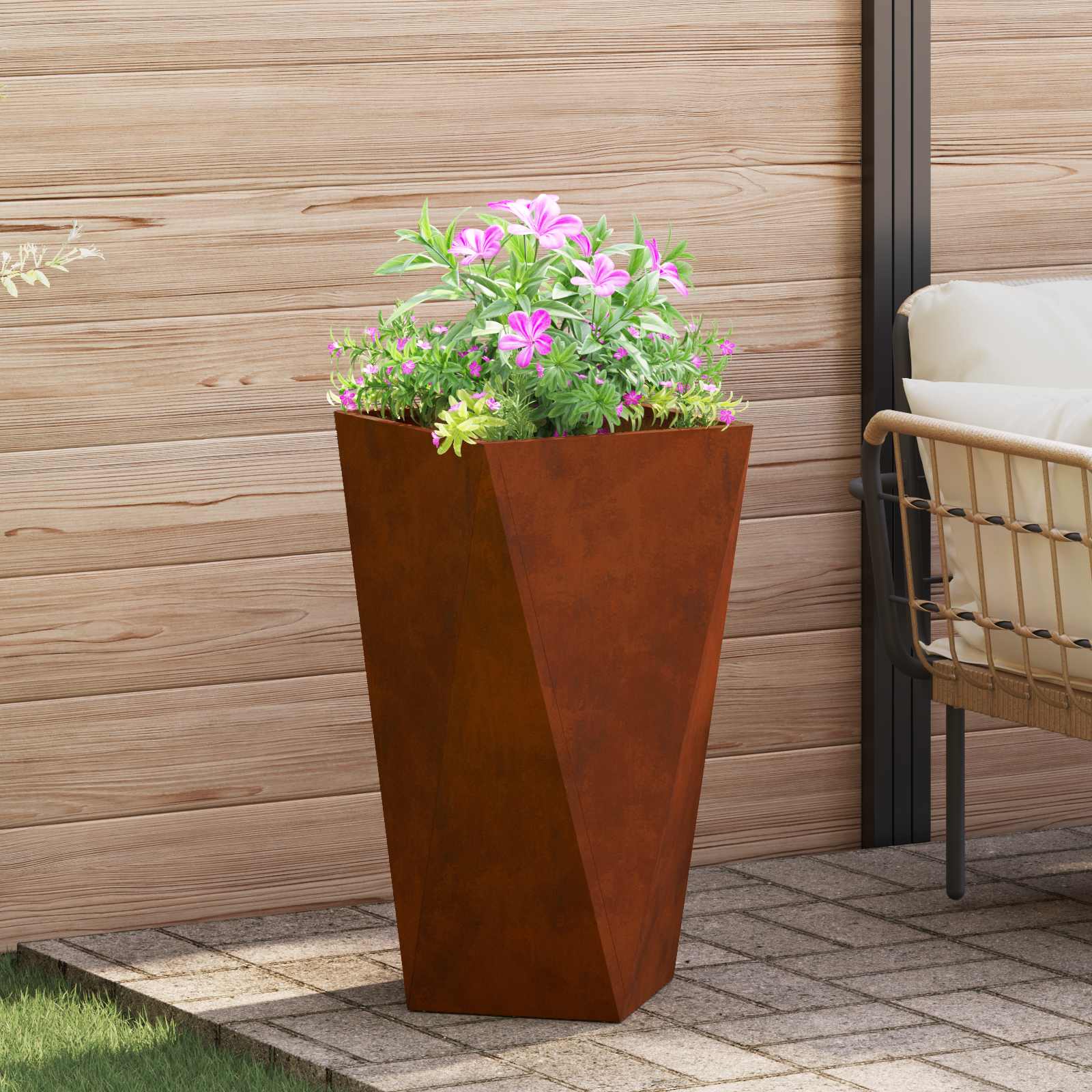 vidaXL Donica 2 pcs Rdzawy 40 x 40 x 75 cm