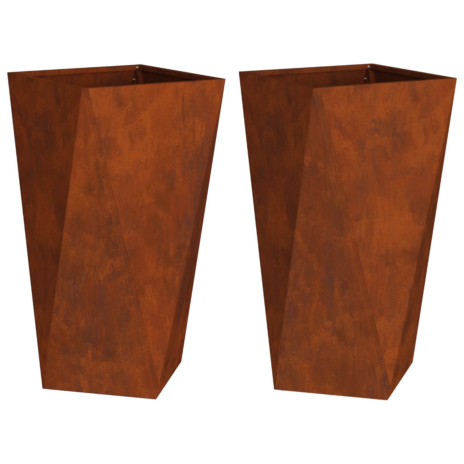 vidaXL Donica 2 pcs Rdzawy 40 x 40 x 75 cm