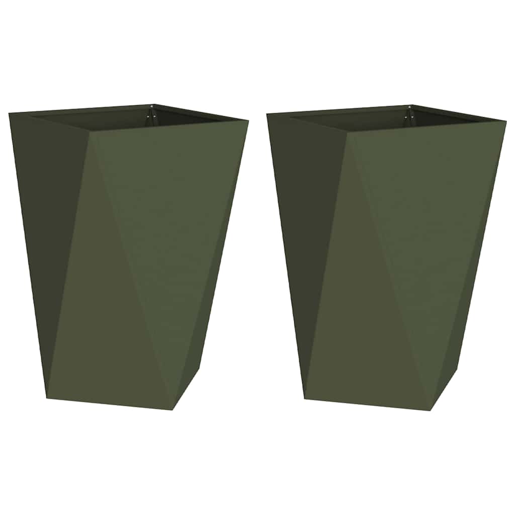 vidaXL Donica 2 pcs Zielony oliwkowy 50 x 50 x 75 cm Stal