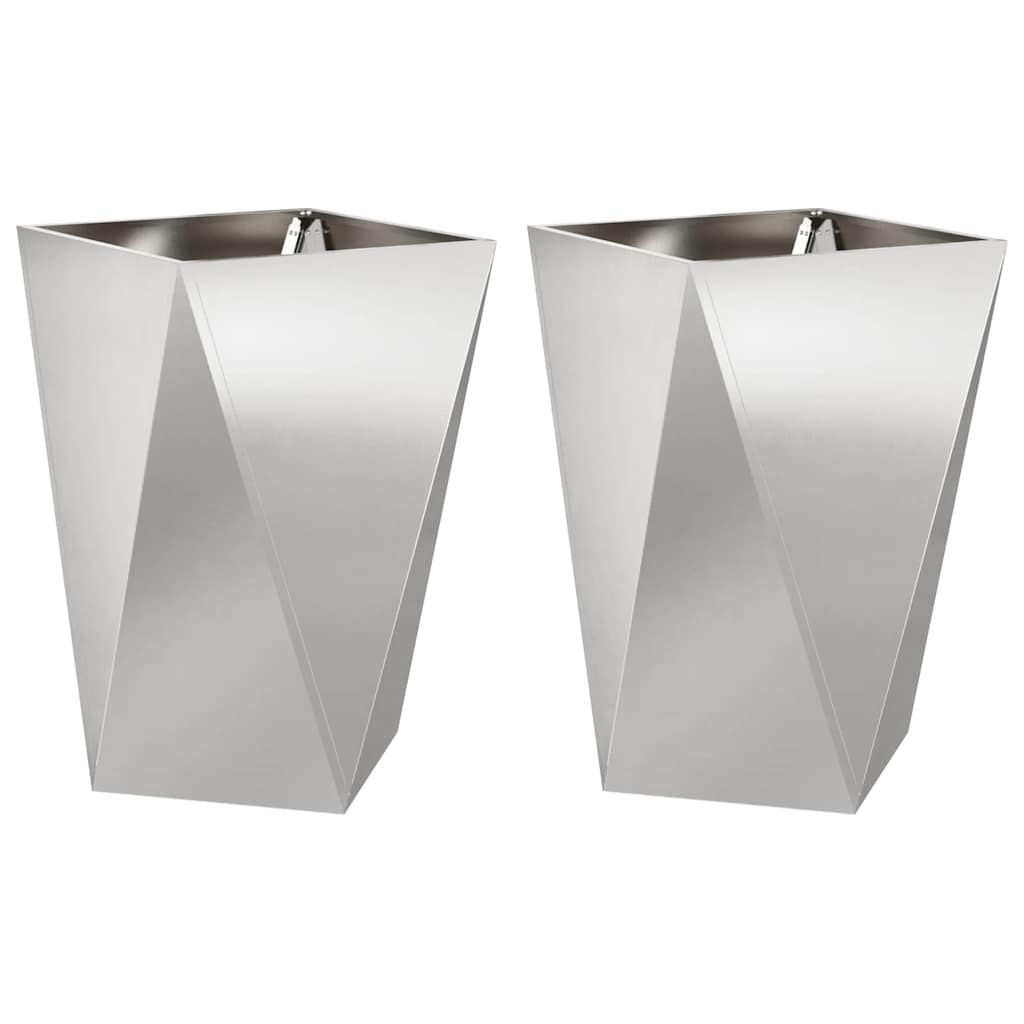 vidaXL Donica 2 pcs Srebrny 50 x 50 x 75 cm Stal nierdzewna