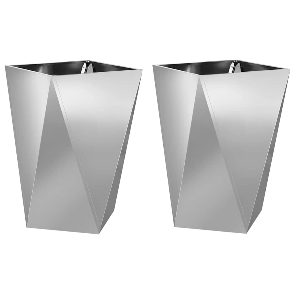 vidaXL Donica 2 pcs Srebrny 50 x 50 x 75 cm Stal Galwanizowana